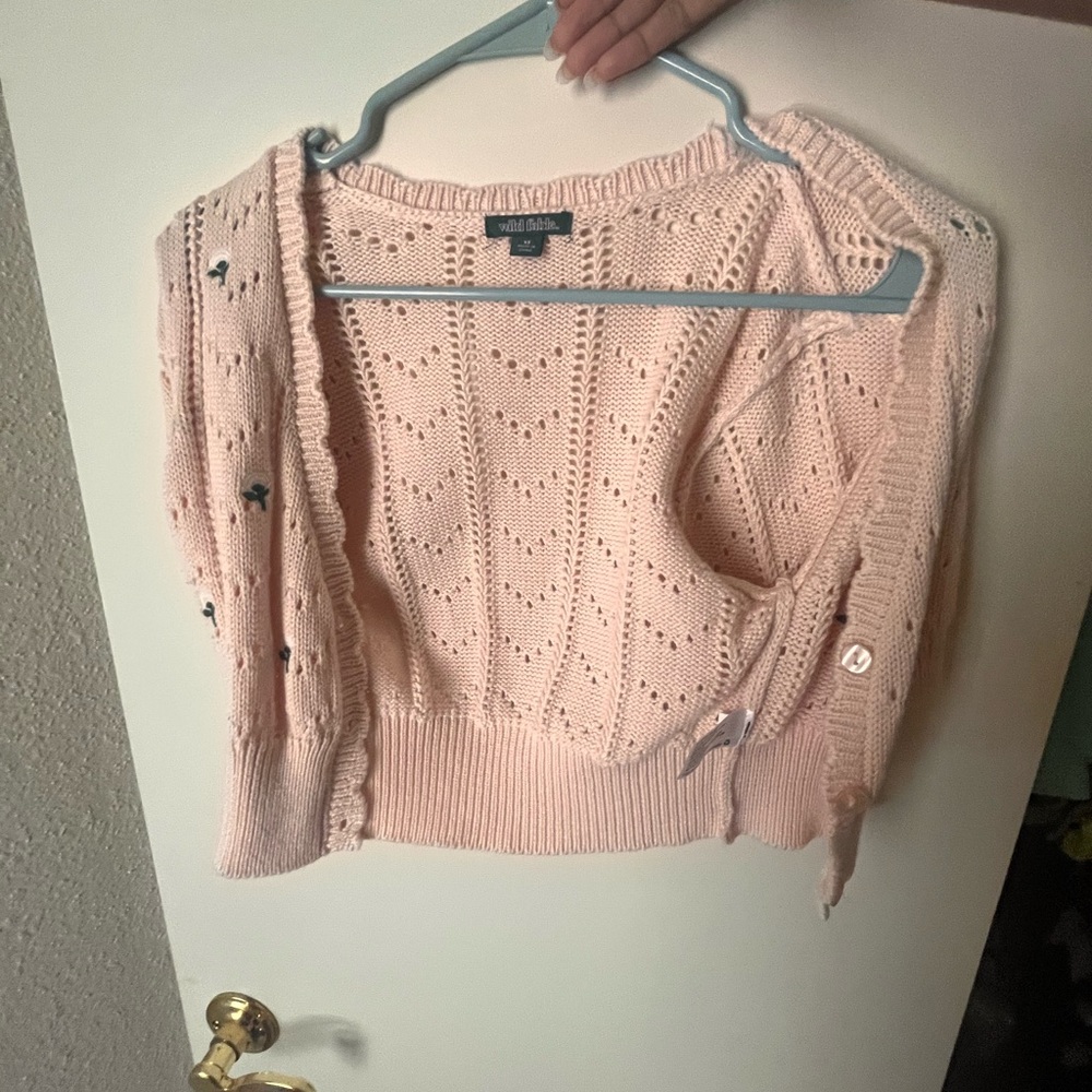 wild fable pink floral sweater cardigan